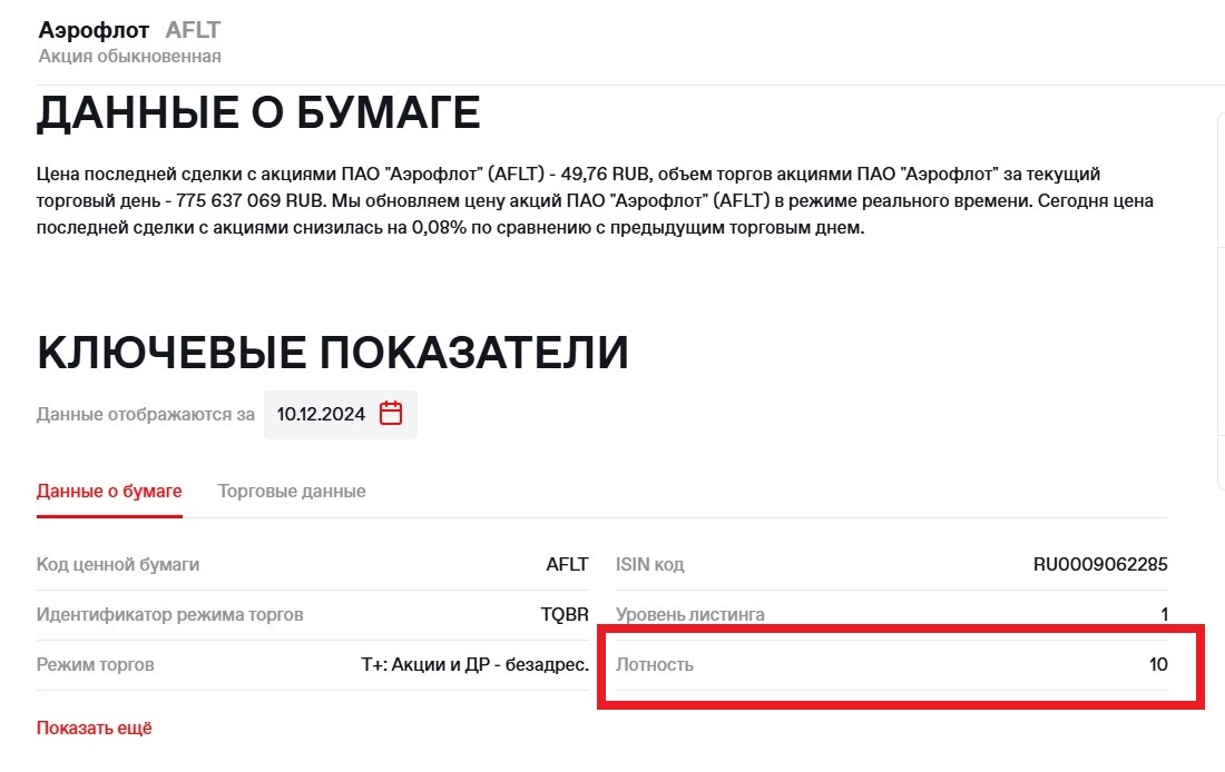 Лотность на бирже